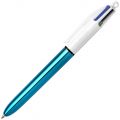 BiC Stylo bille rétractable 4 Colours™ Shine, pointe moyenne (1 mm), corps bleu métallique lot de 2