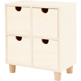 Meuble casier à tiroirs en bois brut - 2 tiroirs - 18 x 9,5 x 10 cm -  Meuble à décorer - Creavea