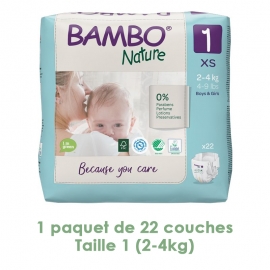 Couches Bambo Nature Newborn T1 (2-4 kg) - 1 paquet 22